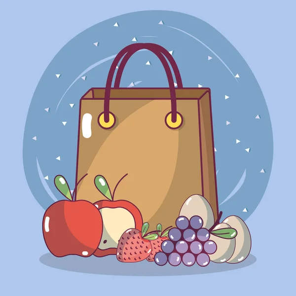 Szupermarket Bevásárló Élelmiszertermékek Vektoros Illusztráció Grafikai Tervezés — Stock Vector