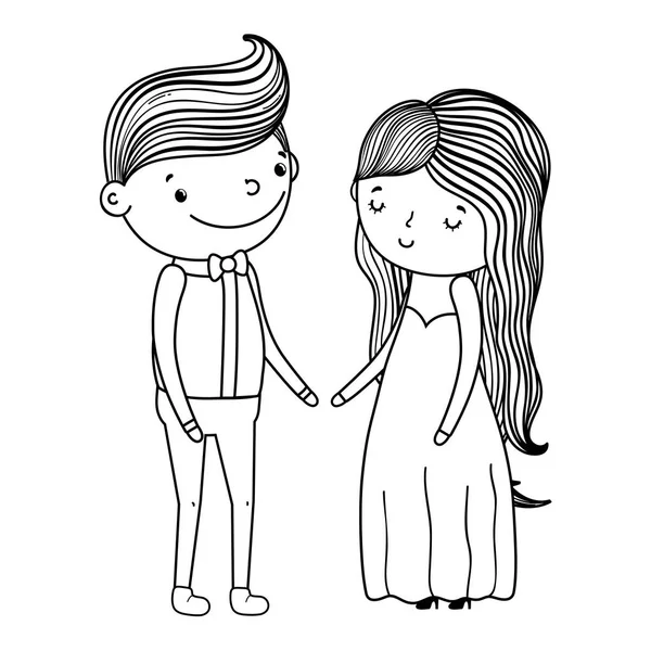 Pareja Boda Lindo Dibujos Animados Vector Ilustración Diseño Gráfico — Archivo Imágenes Vectoriales