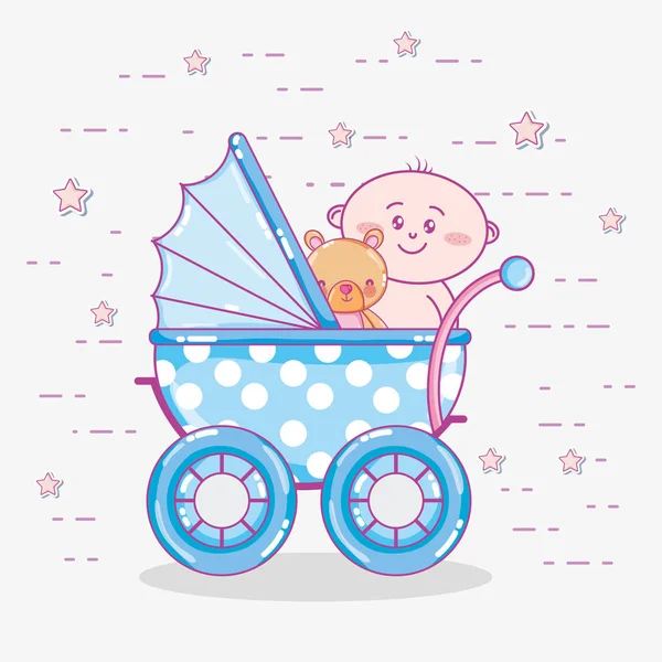 Bebê Chuveiro Brinquedos Celebração Bonito Desenhos Animados Vetor Ilustração Gráfico — Vetor de Stock