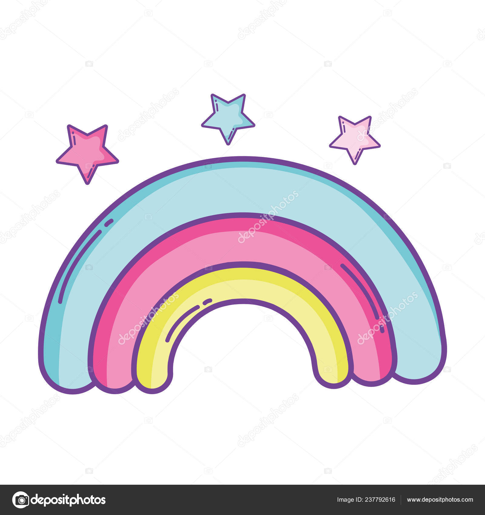 Arco Íris Estrelas Bonito Desenhos Animados Desenho Gráfico Ilustração  Vetorial Vetor de stock de ©stockgiu 237792616, image size:1600x1700