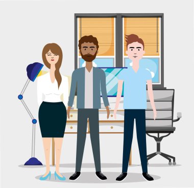 İş arkadaşları office sahne karikatür, çizim grafik tasarım vektör