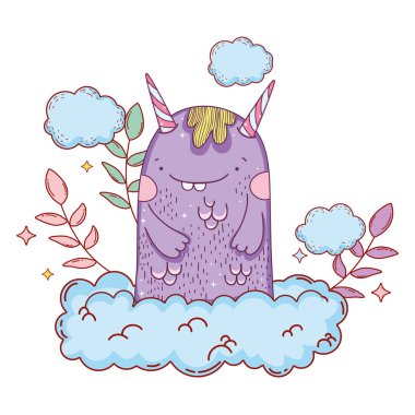 Fairytale canavar bulutlar karakter vektör çizim tasarımı ile