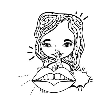 ağız pop sanat stil vektör çizim tasarım kadınla