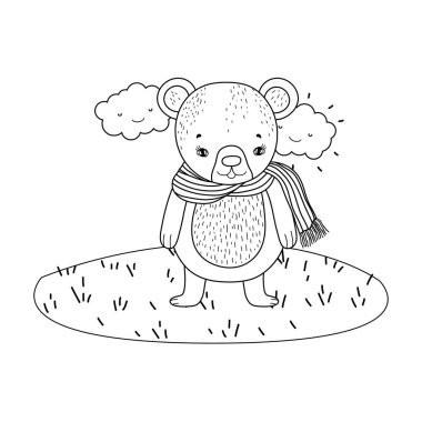 sevimli küçük ayı eşarp kamp vektör çizim tasarım ile