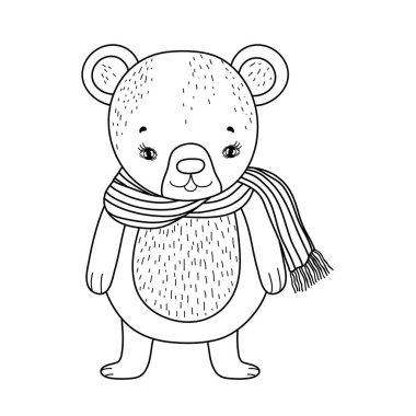 sevimli küçük ayı eşarp vektör çizim tasarım ile