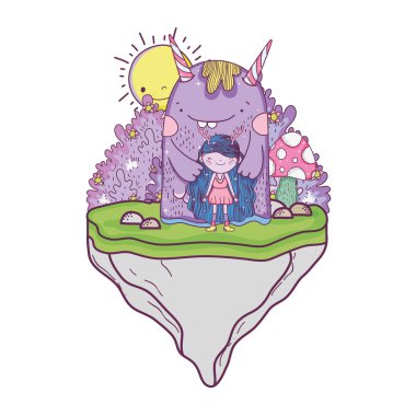 canavar alan vektör çizim tasarım ile küçük peri