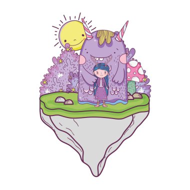 canavar alan vektör çizim tasarım ile küçük peri