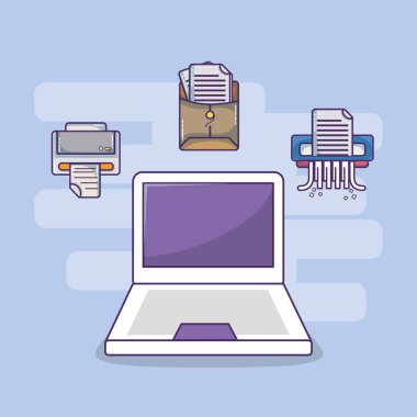 çalışma alanı ofis malzemeleri ve öğeleri karikatür vektör çizim grafik tasarım