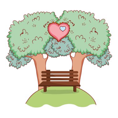 park manzara manzara karikatür vektör çizim grafik tasarım tatlı aşk kutlama