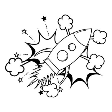 pop sanat stil vektör çizim tasarım uçan roket