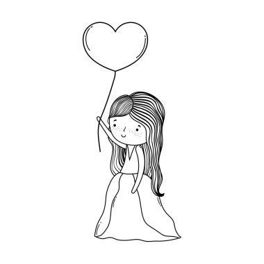 Gelin balon sevimli çizgi vektör çizim grafik tasarım ile evlilik