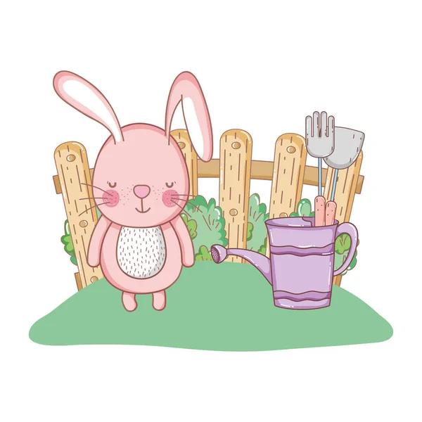 Piccolo Coniglio Nel Disegno Illustrazione Vettoriale Giardino — Vettoriale Stock
