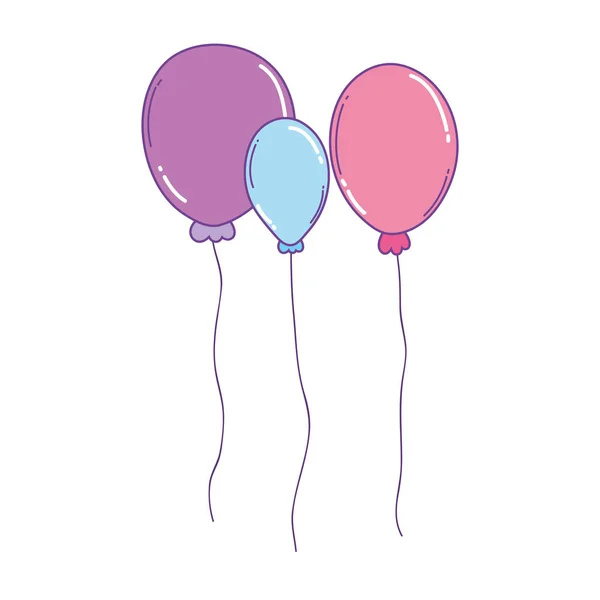 Balões Aniversário Bonito Desenho Animado Vetor Ilustração Design Gráfico — Vetor de Stock
