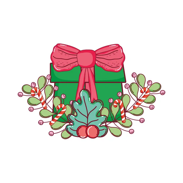 Caja Regalo Navidad Con Corona Vector Ilustración Diseño — Vector de stock