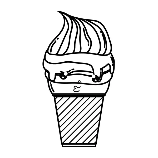 귀여운 아이스크림 귀여운 캐릭터 일러스트 디자인 — 스톡 벡터