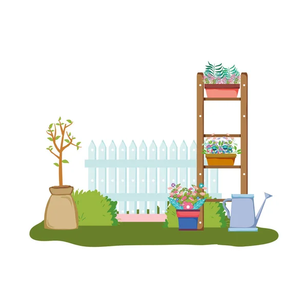 Kwiatowy Houseplant Ogrodzenia Projektowaniu Ogrodu Wektor Ilustracja — Wektor stockowy