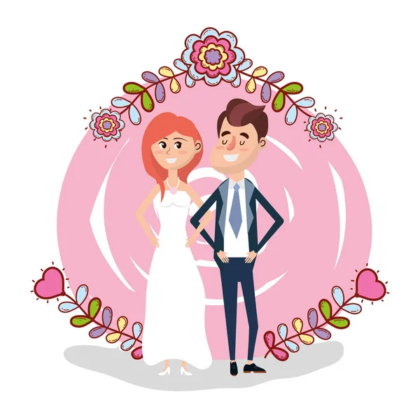 Apenas Casados Casamento Casal Cartão Design Vetor Ilustração Design Gráfico — Vetor de Stock
