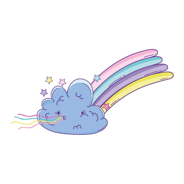 Nuvem Bonito Desenhos Animados Arco Íris Cores Pastel — Vetor de Stock