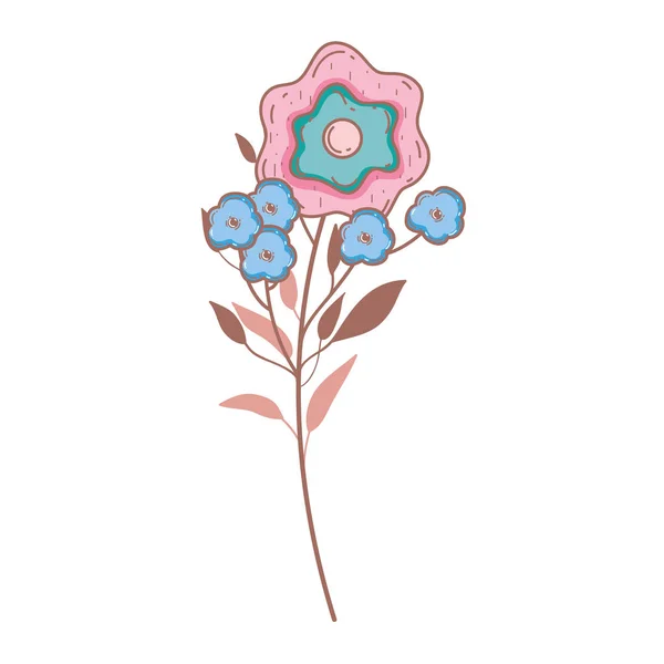 Niedliche Blume Mit Blättern Vektor Illustration Design — Stockvektor