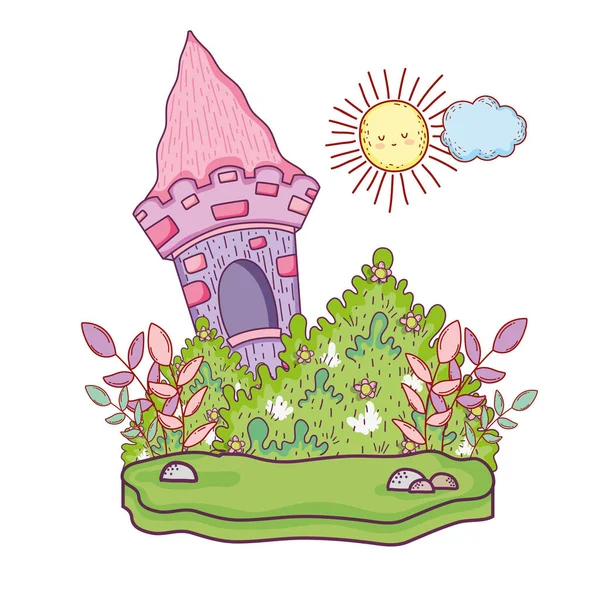 şirin fairytale kale manzara vektör çizim tasarım