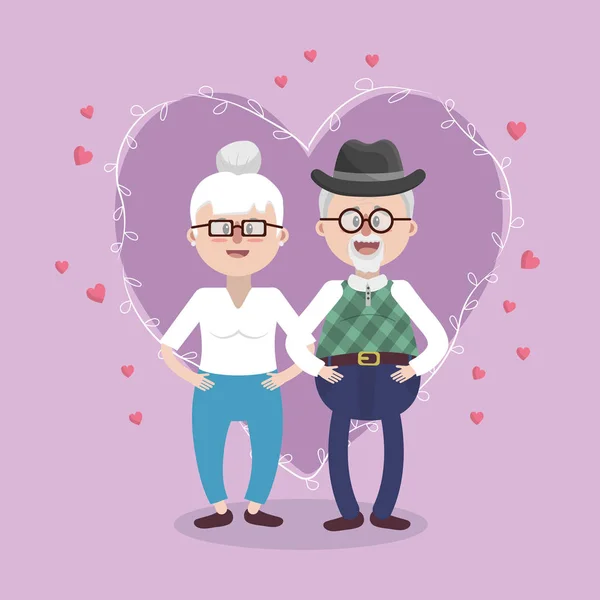 Grandparents Celebrating Love Together Cartoon Vector Illustration Graphic Design — Stock Vector