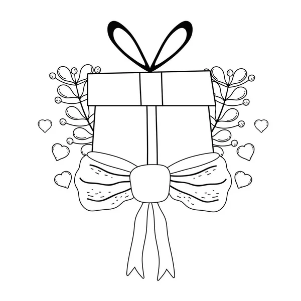 Vánoční Dárková Krabice Věnec Stuha Vektorové Ilustrace Design — Stockový vektor