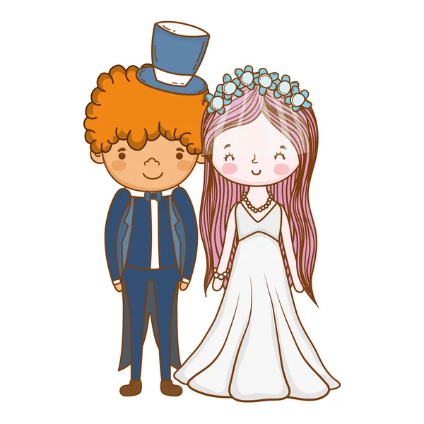 Casamento Casal Bonito Desenho Animado Vetor Ilustração Design Gráfico — Vetor de Stock