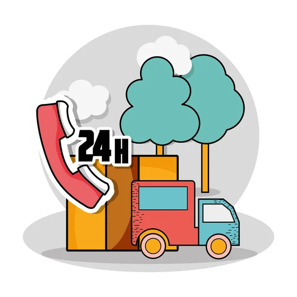 Delivery Logistics Elements Symbols Cartoons Vector Illustration Graphic Design — Stock Vector
