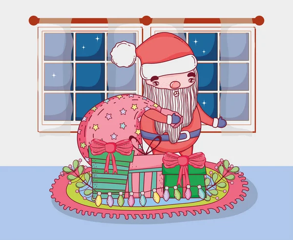 クリスマス サンタ クロース家ベクトル イラスト デザインのバッグと — ストックベクタ