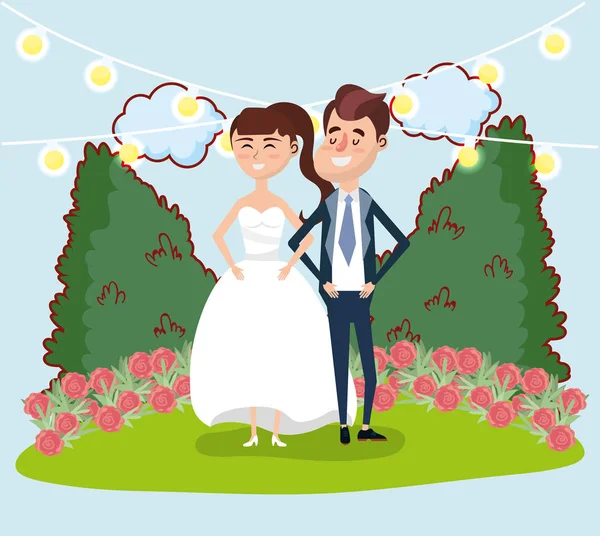 Bruiloft Net Getrouwde Paar Kaart Design Vector Illustratie Grafisch Ontwerp — Stockvector