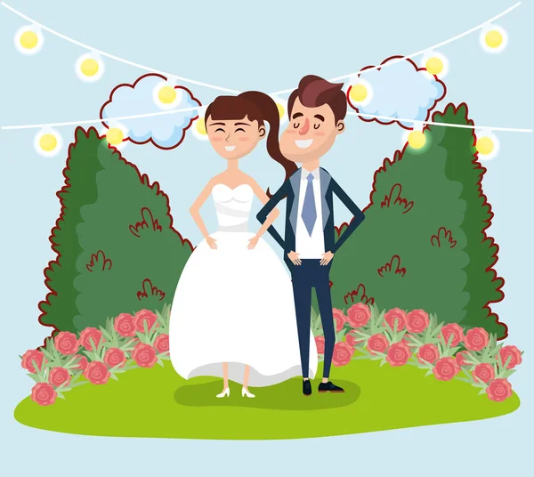 Just Married Wedding Couple Card Design Vector Illustration Graphic Design — Stock Vector