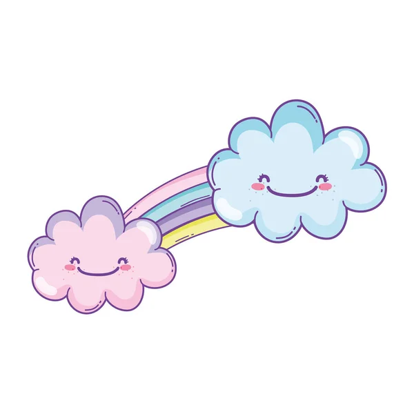 Schattig Wolk Regenboog Tekenfilms Pastel Kleuren Vector Illustratie Grafisch Ontwerp — Stockvector