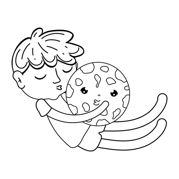 Kleiner Junge Mit Keks Kawaii Charakter Vektor Illustration Design — Stockvektor