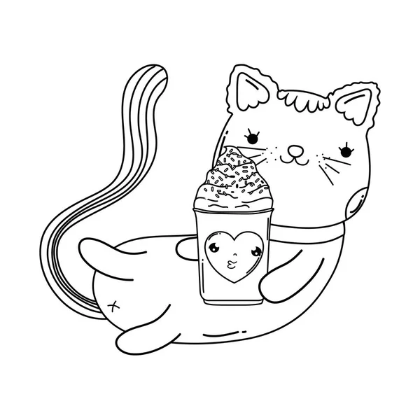 Niedliche Katze Mit Eis Vektor Illustration Design — Stockvektor