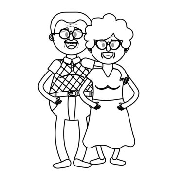 saç modeli ve gözlük ile eski çift hat illüstrasyon vektör