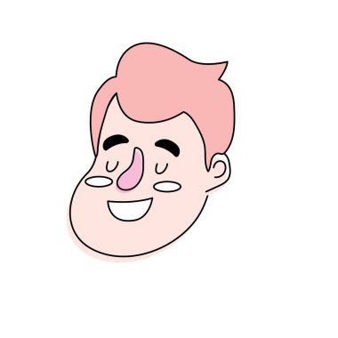 Avatar mutlu adam yüz saç modeli tasarım vektör çizim ile