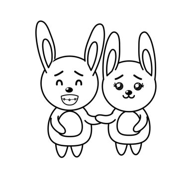 satır hoş bir çift güzel ifade vektör çizim ile vahşi hayvan tavşan