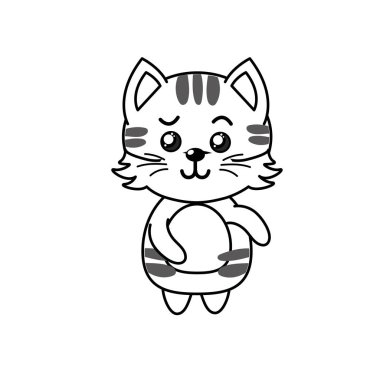 satır şirin kedi vahşi hayvan yüz ifade vektör çizim ile