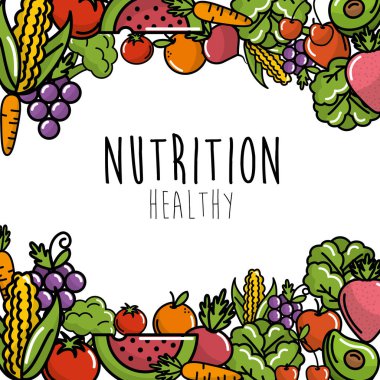 meyve ve sebze protein yiyecek arka plan vektör çizim ile