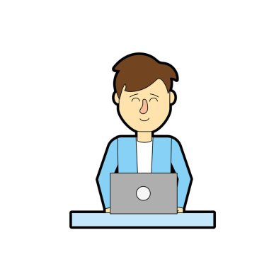 profesional businessman with laptop and corporate job vector illustration