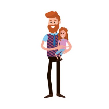 güzel baba kızını elinde vektör çizim taşıma