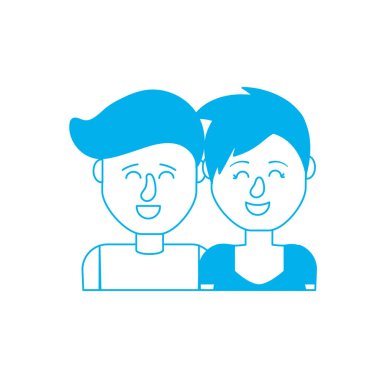 siluet saç modeli tasarımı ile güzel bir çift illüstrasyon vektör