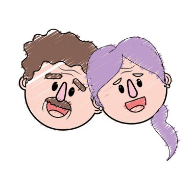 yaşlı çift yüz saç modeli vektör çizim ile