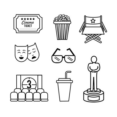 Sinematografi araçları yapım stüdyosu, vektör çizim ayarla