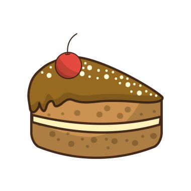 mutlu yıllar, vektör çizim kiraz ile lezzetli pastel