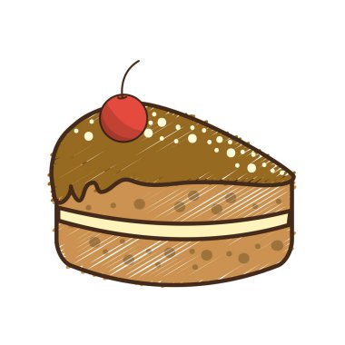 mutlu yıllar, vektör çizim kiraz ile lezzetli pastel