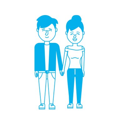 siluet saç modeli tasarımı ile güzel bir çift illüstrasyon vektör