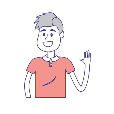 elinizi kaldırın ve güzel giyim, vektör çizim ile şirin adam