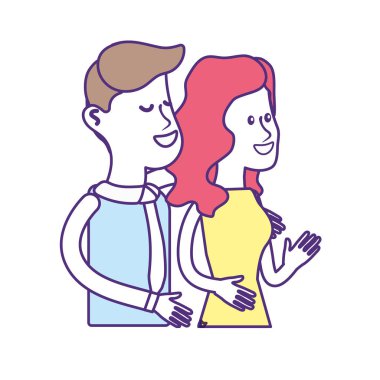 mutlu sevimli çift şık giyim, vektör çizim ile