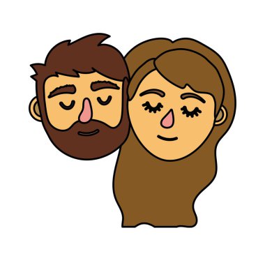 kaç sevgilisi merkez kapalı gözler ve saç modeli vektör illystration